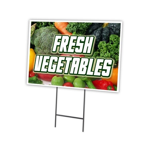 Signmission Fresh Vegetables Yard Sign & Stake outdoor plastic coroplast window, C-1824 Fresh Vegetables C-1824 Fresh Vegetables - main